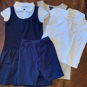 Girls uniform bundle 7/8 - navy blue, khaki, white